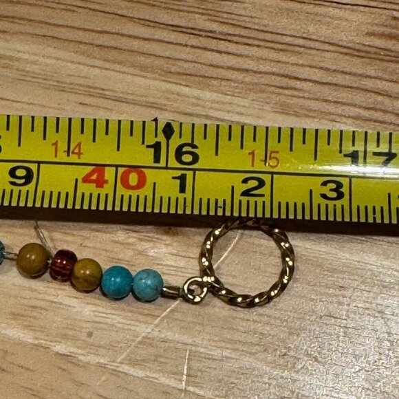 Beautiful Handmade Native American Faux Turquoise with Orgone Stone Pendant 16" - Picture 4 of 9